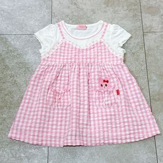 mikihouse - ミキハウス 半袖 チュニック チェック ピンク キッズ 80cm 美品