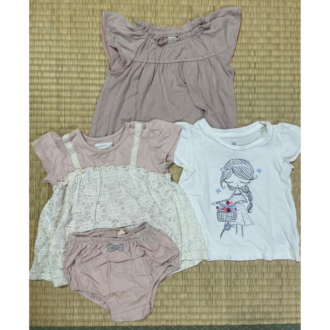 apres les cours(アプレレクール)の女の子80サイズ　半袖３枚セット キッズ/ベビー/マタニティのキッズ服女の子用(90cm~)(Tシャツ/カットソー)の商品写真