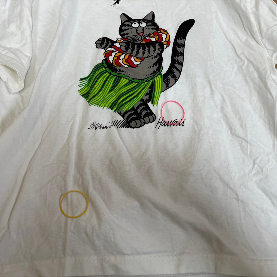 【クリバンキャット】半袖Tシャツ　アニマル　ネコ　フラダンス　白T　ハワイ74 メンズのトップス(Tシャツ/カットソー(半袖/袖なし))の商品写真