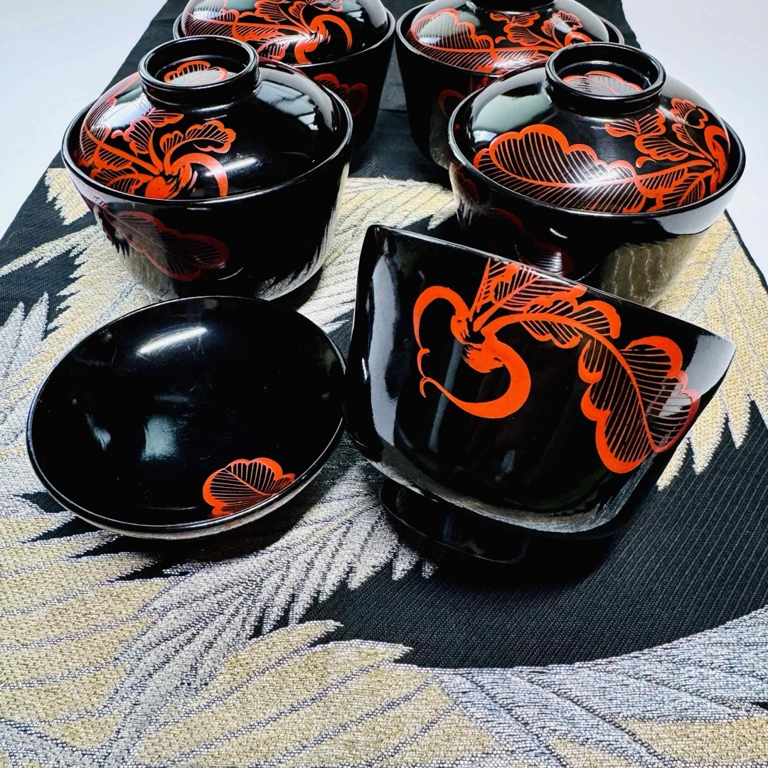 輪島塗 漆器 盆 ひえ 5枚組 赤色 わたぼうし 輪島塗 漆器 盆 ひえ 5枚組 赤色 わたぼうし