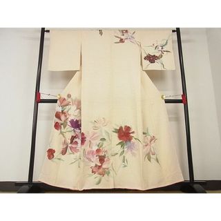 平和屋-こころ店■訪問着　手描き　枝花文　正絹　逸品　AAAD0971cy(着物)