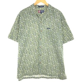 ラルフローレン(Ralph Lauren)の古着 90年代 ラルフローレン Ralph Lauren CHAPS チャップス 総柄 ヤシの木柄 オープンカラー ハワイアンアロハシャツ メンズXL ヴィンテージ /eaa442634(シャツ)