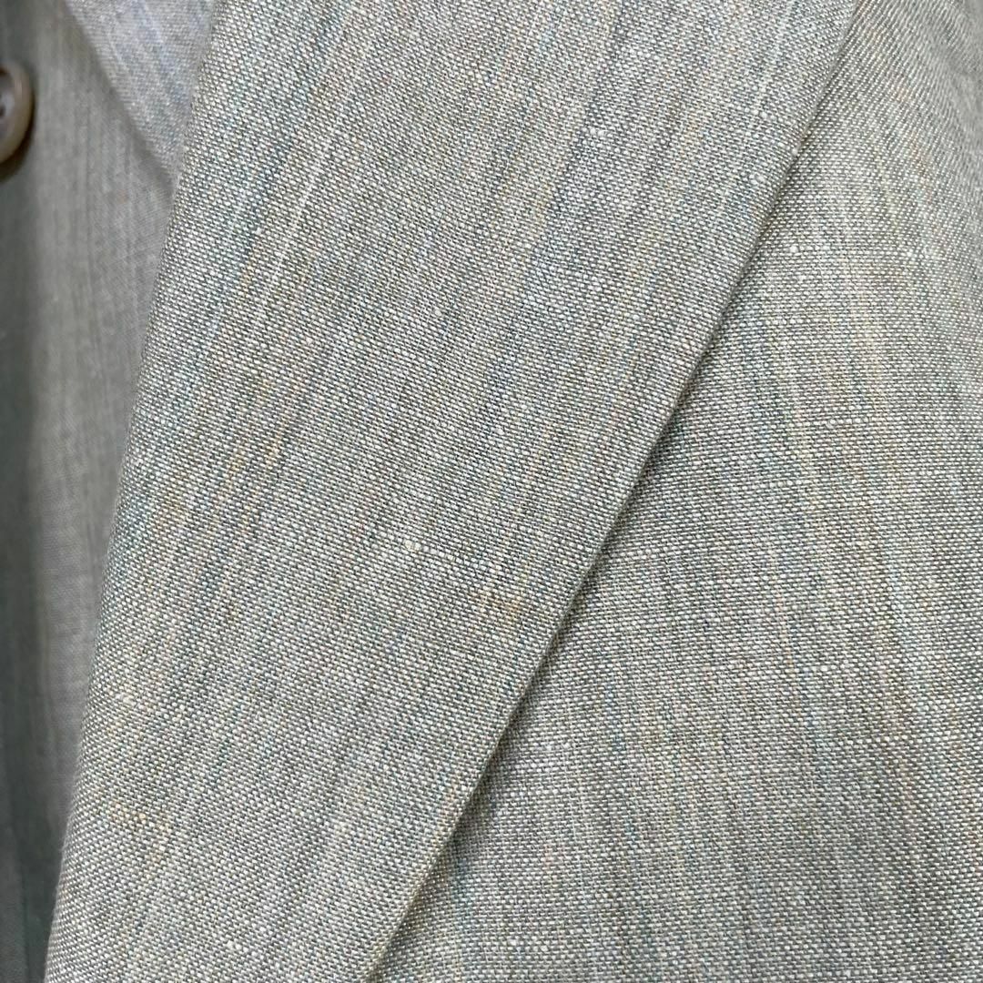 Marylebone スーツ セットアップ ダブル くすみカラー 緑 レトロ 麻 メンズのスーツ(スーツジャケット)の商品写真