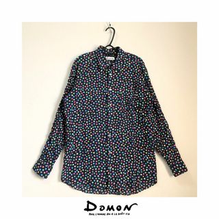 domon ドモン 襟シャツ Yシャツ ドレスシャツ ドット メンズ 古着 L(シャツ)