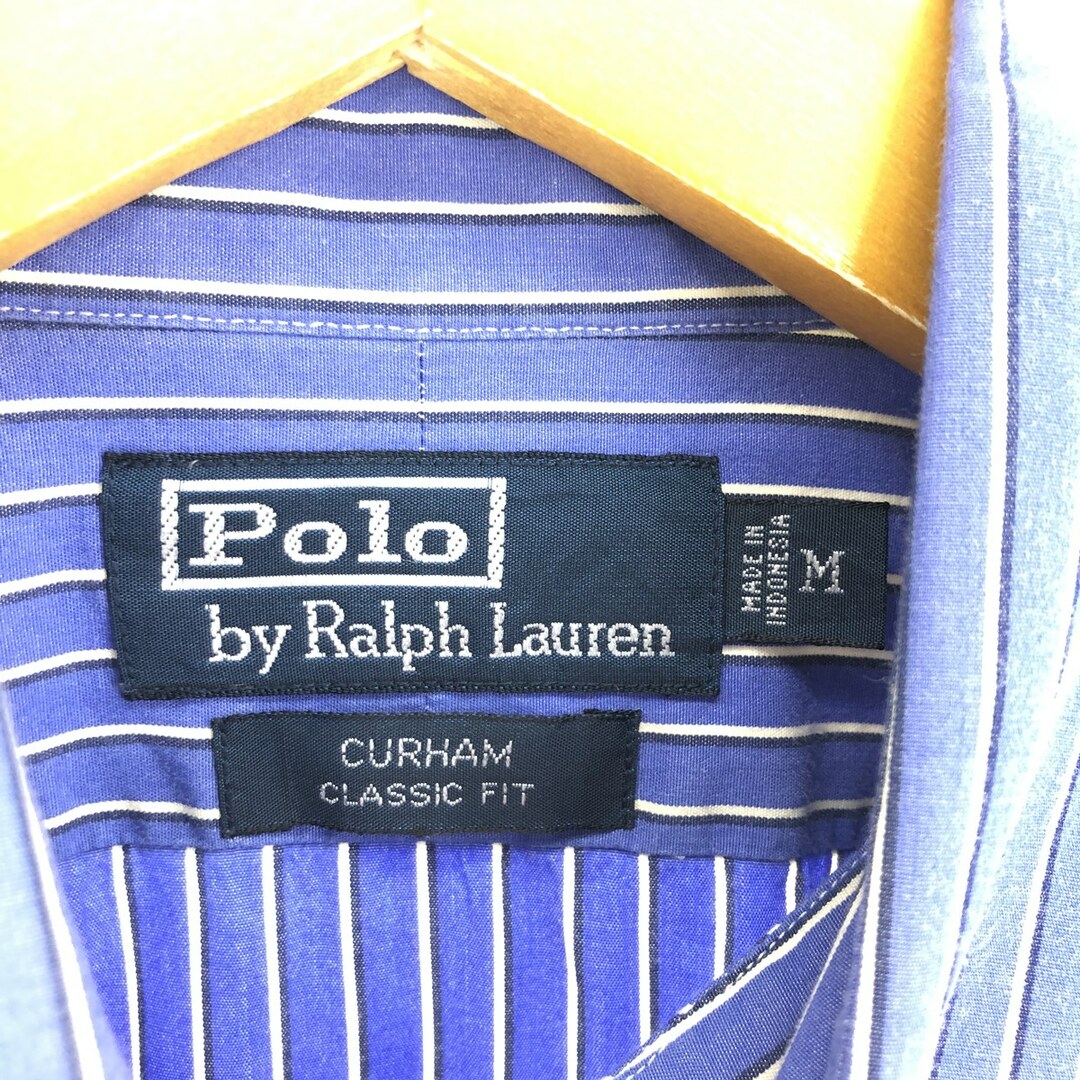 Ralph Lauren(ラルフローレン)の古着 ラルフローレン Ralph Lauren POLO by Ralph Lauren CLASSIC FIT 長袖 コットンストライプシャツ メンズM /eaa446940 メンズのトップス(シャツ)の商品写真