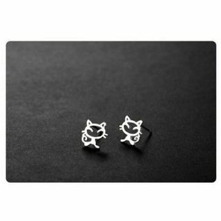 ⭐️フォロー割⭐️ピアス シルバー 猫 銅 大人気 Cat #C237-1(ピアス)