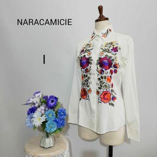 ナラカミーチェ(NARACAMICIE)のナラカミーチェ　極上美品　花柄　刺繍　Мサイズ　長袖シャツ(シャツ/ブラウス(長袖/七分))