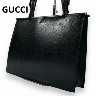 グッチ(Gucci)のグッチ ビジネスバッグ レザー ブラック トートバッグ ブリーフケース A4可(ビジネスバッグ)