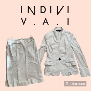 インディヴィ(INDIVI)のindivi vai ノーカラージャケット&スカートセット(スーツ)