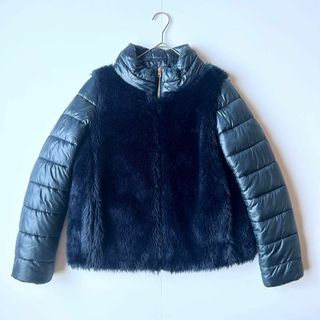 ヘルノ(HERNO)の美品✨ヘルノ　ファー切り替えダウンコート　ネイビー　12A(ダウンジャケット)