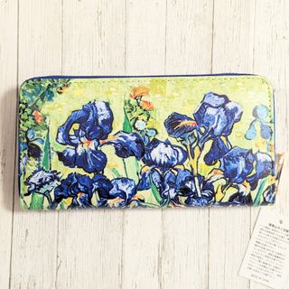 名画 ゴッホ 長財布 ラウンドファスナー アイリス 花 財布　vanGogh(財布)