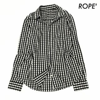 ROPE’ - ROPE ロペ★ギンガムチェック柄 長袖シャツ ブラウス ブラック 黒