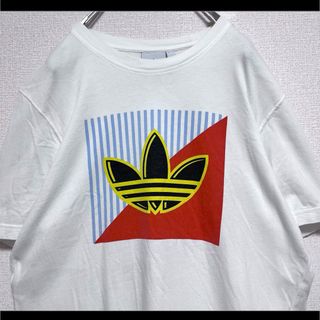 アディダス(adidas)のadidas アディダス Tシャツ 半袖 ホワイト トレフォイル でかロゴ M(Tシャツ/カットソー(半袖/袖なし))