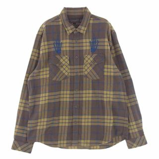 シュプリーム(Supreme)のSupreme シュプリーム 長袖シャツ 21SS HYSTERIC GLAMOUR Flannel Shirt ヒステリックグラマー ロゴ刺繍 フランネル 長袖 シャツ ライトブラウン系 イエロー系 L【中古】(シャツ)