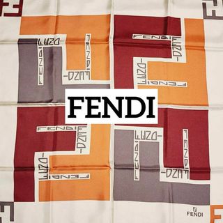 FENDI - ★FENDI★ スカーフ ズッカ柄 シルク ホワイト ブラウン オレンジ グレー