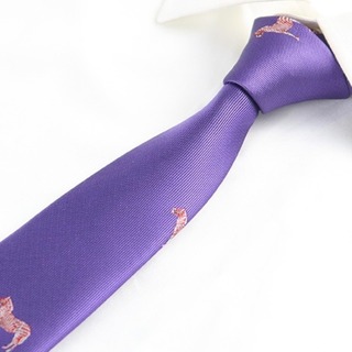 紫　ネクタイ　刺繍　赤　動物　個性的　派手　結婚式　二次会　成人式　同窓会(ネクタイ)