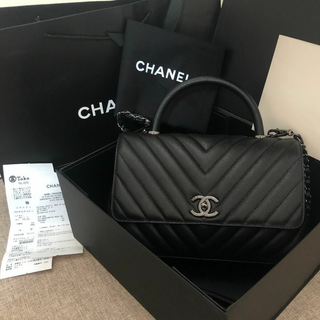 シャネル(CHANEL)の超レア CHANEL ココハンドル ソーブラック キャビアスキン(ショルダーバッグ)