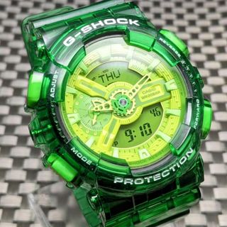 カシオ(CASIO)のG-SHOCK GA-110B キャンディグリーンベゼル・ベルト [電池新品](腕時計(アナログ))