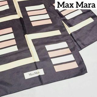 マックスマーラ(Max Mara)の★Max Mara★ ストール ボーダー シルク チャコールグレー(ストール/パシュミナ)