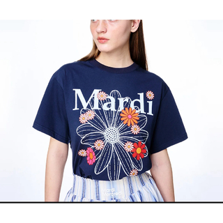 韓国 Mardi Mercrediマルディメクルディ Tシャツ　ネイビーホワイト(Tシャツ/カットソー(半袖/袖なし))