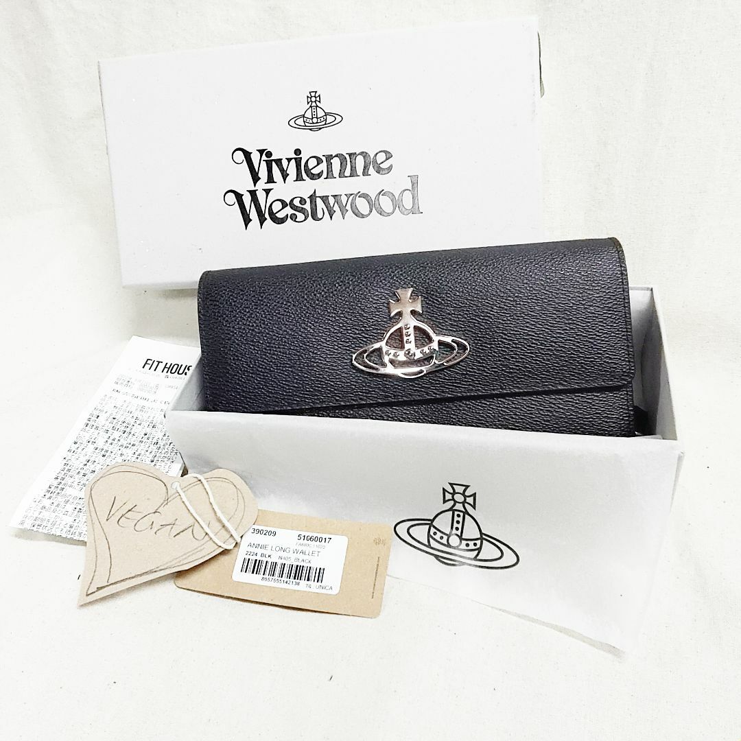 Vivienne Westwood(ヴィヴィアンウエストウッド)の箱付き ヴィヴィアン L字ファスナー 長財布 アニー ヴィーガンレザー レディースのファッション小物(財布)の商品写真