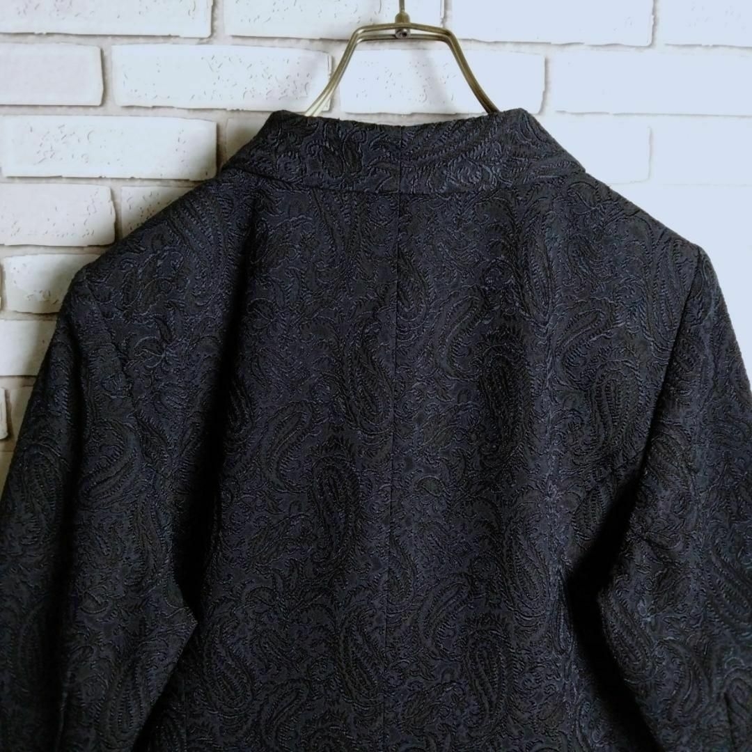 VINTAGE(ヴィンテージ)のジャケット☆ブルゾン　羽織り　刺繍　ペイズリー　総柄　ブラック　黒　13 レディースのジャケット/アウター(ブルゾン)の商品写真