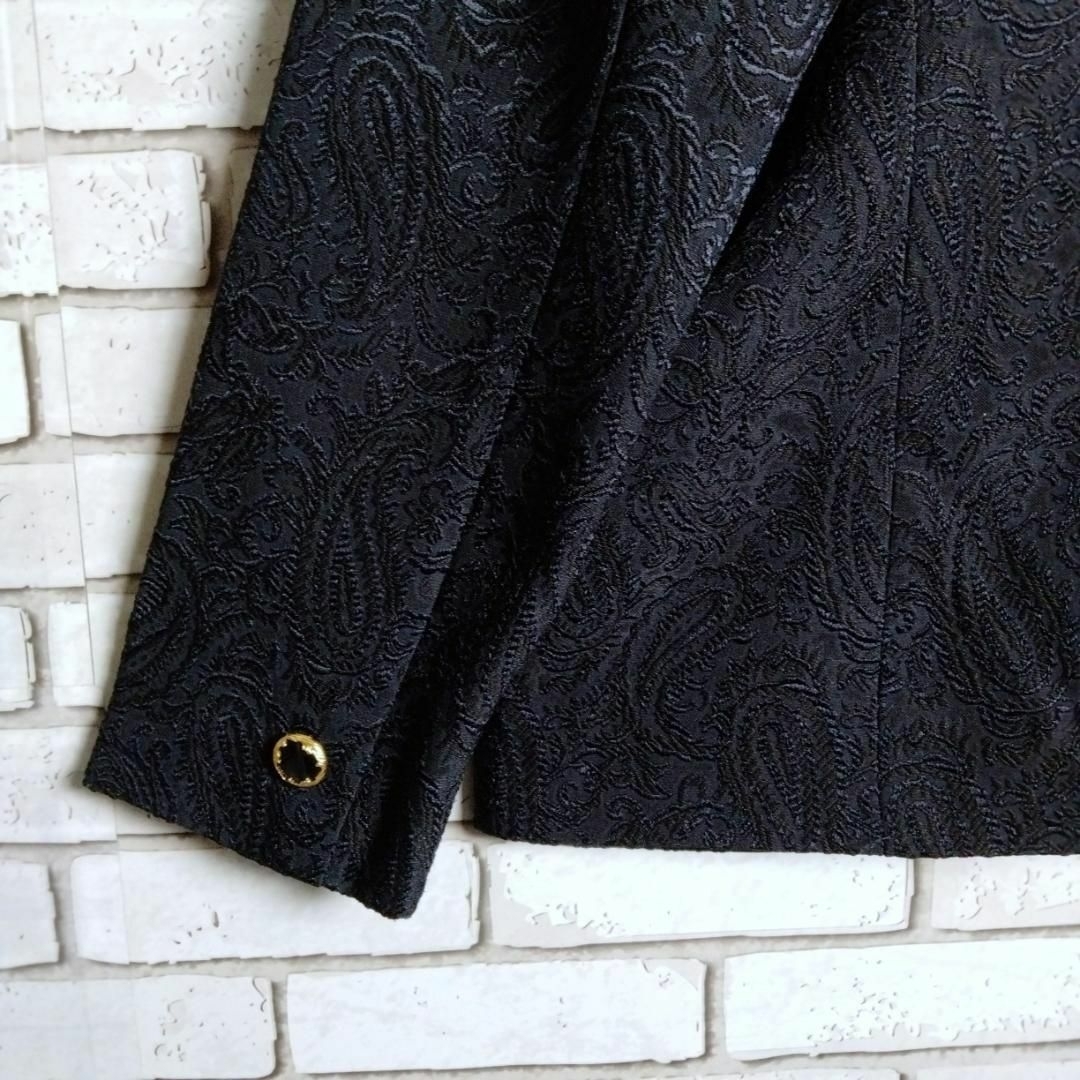VINTAGE(ヴィンテージ)のジャケット☆ブルゾン　羽織り　刺繍　ペイズリー　総柄　ブラック　黒　13 レディースのジャケット/アウター(ブルゾン)の商品写真