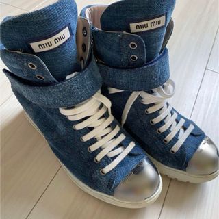 ミュウミュウ(miumiu)のmiumiu ミュウミュウ デニム スニーカー24cm美品(ブーツ)