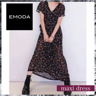 エモダ(EMODA)のEMODA 花柄 フラワー シアー マキシ ロング ワンピース シフォン(ロングワンピース/マキシワンピース)