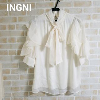 イング(INGNI)のINGNI 袖フリルラメシアー5分袖ブラウス(シャツ/ブラウス(半袖/袖なし))