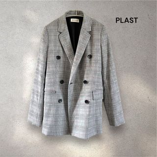 プラステ(PLST)のPLAST プラステ グレンチェック ダブルテーラードジャケット XS 美品(テーラードジャケット)