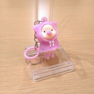 【新品】レインコートぶた　アンブレラマーカー　パープル　傘チャーム(キーホルダー)