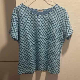 水色　フラワーT シャツ(Tシャツ(半袖/袖なし))