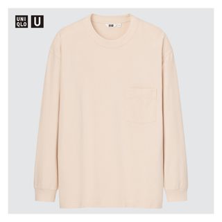 ユニクロ(UNIQLO)のUNIQLO U  クルーネックT（長袖）   L    (NATURAL)(Tシャツ/カットソー(七分/長袖))