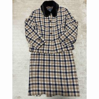 バーバリー(BURBERRY)の【極美品】バーバリー スカートスーツ 上下 チェック アルパカ×アンゴラ 11号(スーツ)