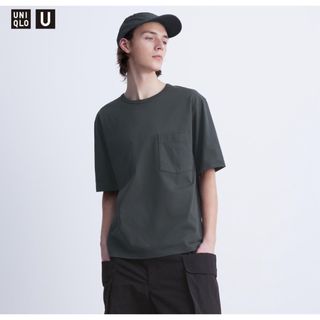 ユニクロ(UNIQLO)の【新品未使用】エアリズムコットンリラックスフィットクルーネックT グレー S(Tシャツ/カットソー(半袖/袖なし))