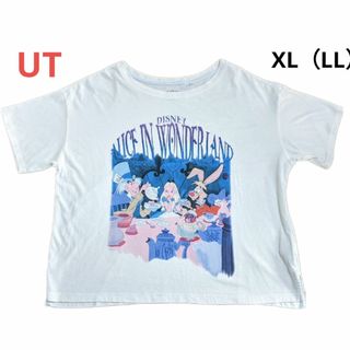 ユニクロ(UNIQLO)のUNIQLO  不思議の国のアリス 半袖　Tシャツ　XL 白　レディース　UT(Tシャツ(半袖/袖なし))