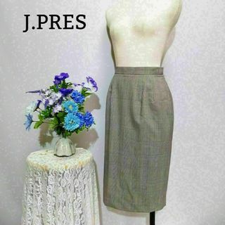 J.PRESS - ジェイプレス　ウール100% オンワード樫山　ひざ丈タイトスカート　M　グレー系