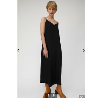 マウジー(moussy)のMOUSSY サテンキャミドレスワンピース ブラック黒 2(ロングワンピース/マキシワンピース)