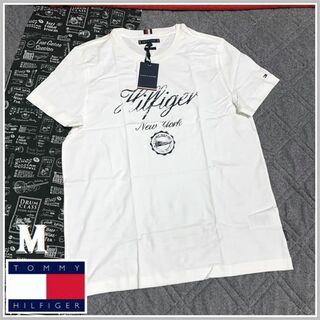 トミーヒルフィガー(TOMMY HILFIGER)のビンテージ仕上げのグランジプリントTシャツ ホワイト　Mサイズ(Tシャツ/カットソー(半袖/袖なし))