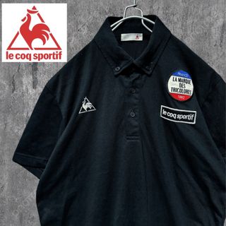 ルコックスポルティフ(le coq sportif)の【美品】ルコックスポルティフ 半袖ポロシャツ 刺繍ロゴ ワッペン ゴルフ(ポロシャツ)