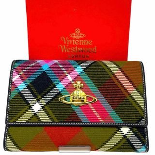 ヴィヴィアンウエストウッド(Vivienne Westwood)の希少 極美品 ヴィヴィアン 三つ折り財布 タータンチェック オーブ レザー レア(財布)