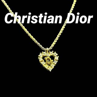 クリスチャンディオール(Christian Dior)のディオール DIORロゴ ハート ゴールド ストーン ネックレス 人気(ネックレス)