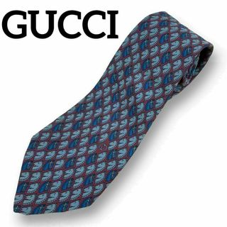 グッチ(Gucci)のグッチ インターロッキング　馬　ホース　総柄　ボルドー　ネイビー　グレー(ネクタイ)