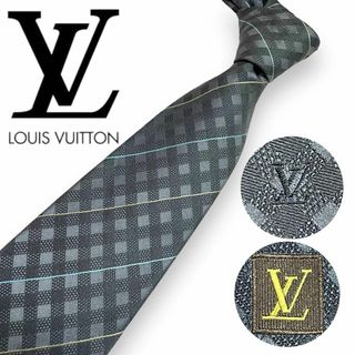 ルイヴィトン(LOUIS VUITTON)の美品 LOUIS VUITTON ネクタイ 最高級 プティダミエ ブラック(ネクタイ)