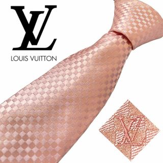 ルイヴィトン(LOUIS VUITTON)の未使用級 LOUIS VUITTON  ルイヴィトン ネクタイ ダミエ ピンク(ネクタイ)