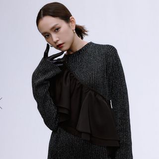 アメリヴィンテージ(Ameri VINTAGE)の桐谷美玲 × AMERI / RAFFLE SET KNIT DRESS(ロングワンピース/マキシワンピース)