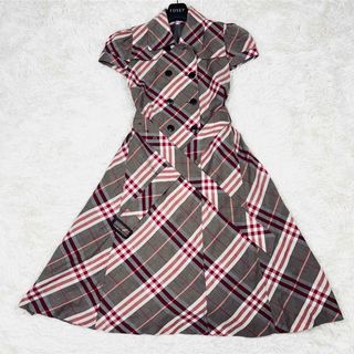 バーバリーブルーレーベル(BURBERRY BLUE LABEL)の【美品】バーバリーブルーレーベル　トレンチワンピース　ベルト　フレアー　ギャザー(ひざ丈ワンピース)