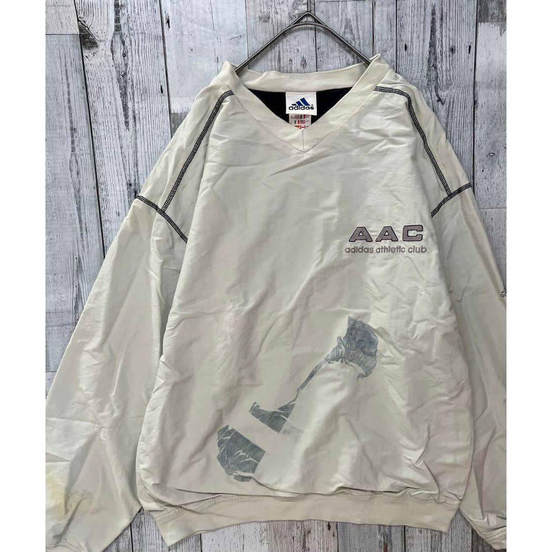 adidas - adidas 人気♪ピステ クリーム色 Vネック L ナイロン adidas - adidas 人気♪ピステ クリーム色 Vネック L ナイロン