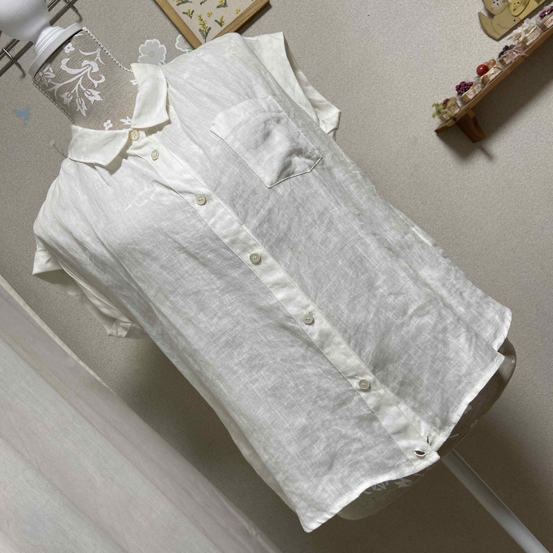 Rouge vif(ルージュヴィフ)の極美品　ROUge  Vif   麻オーバーシャツ　ブラウス レディースのトップス(Tシャツ(半袖/袖なし))の商品写真